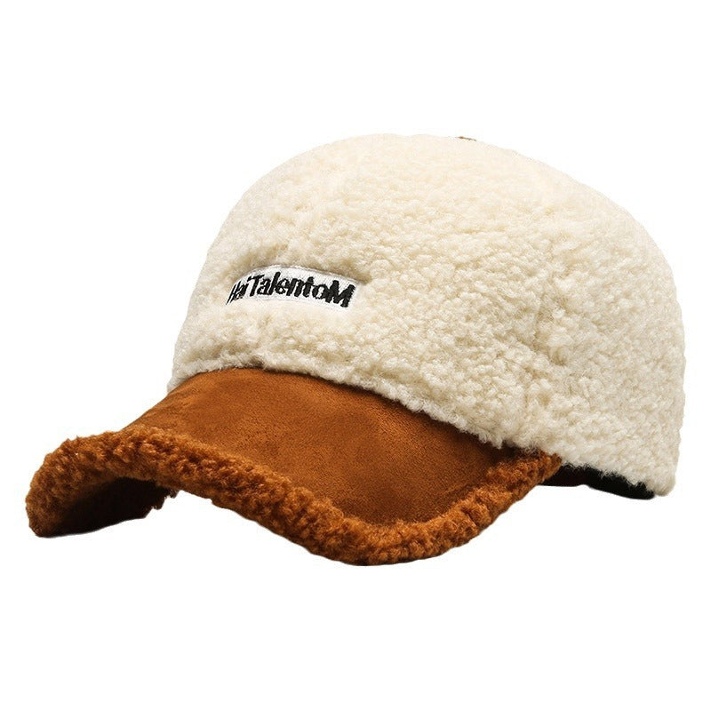 Autumn & Winter Colour Matching Fashion Cap -  All-Match Plush Warm Peaked Cap