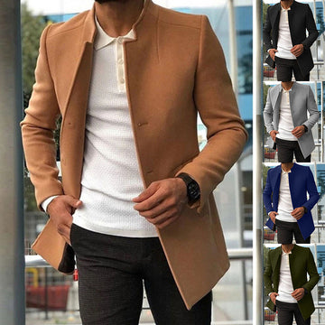 Men's Slim Coat Fashion Single-Breasted Solid Colour Business Jackets - Fall And Winter Tops Outwear