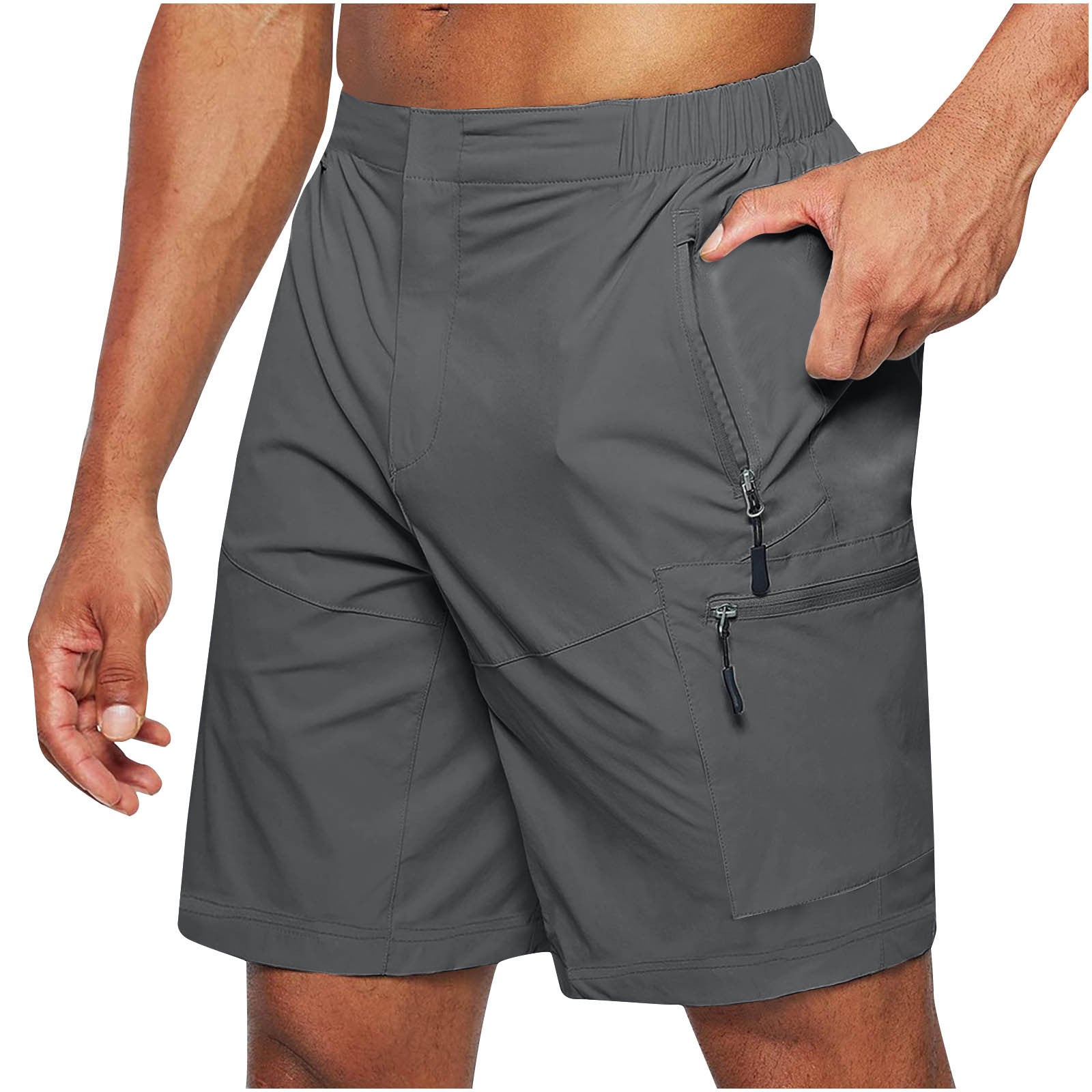 Men's Knee-Length Straight Pants With Elastic Waist - Strap Summer Casual Outdoor Shorts