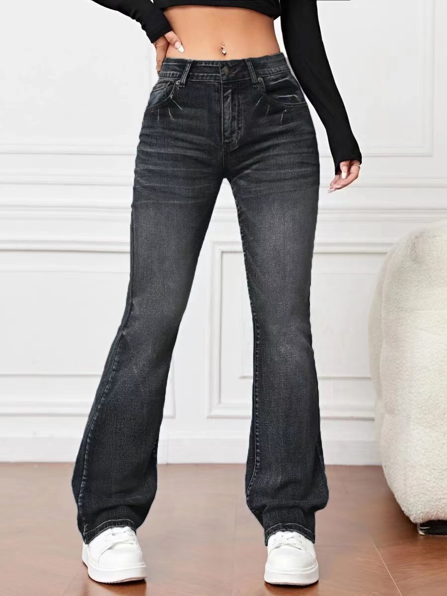 Women's Denim High Waist Loose And Slimming Bootcut Trousers