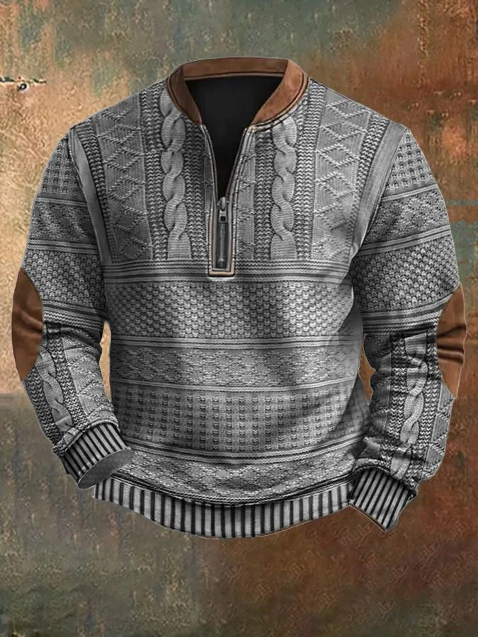 Autumn & Winter Digital Printing Half Zipper Warm Sweater For Men