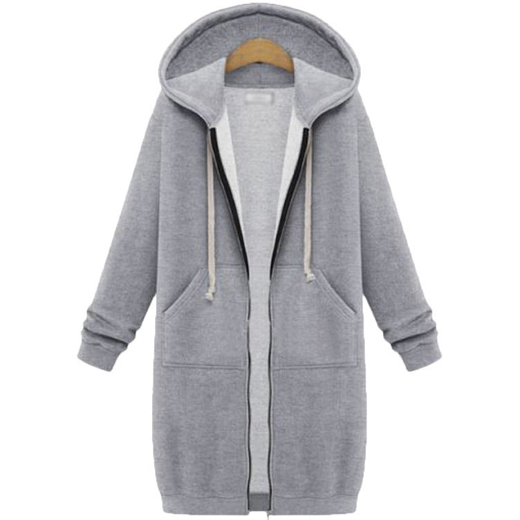 Women's Hooded Long Sleeve Sweater - Fleece Long Jacket