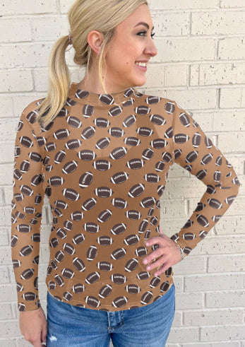 Black Game Day Rugby Mesh Sheer Long-Sleeve Top For Women