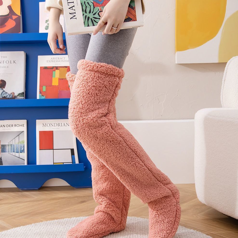 Winter Warm Over Knee High Fuzzy Long Socks - Cold-proof Stockings, Home Floor Sleeping Socks - Unisex