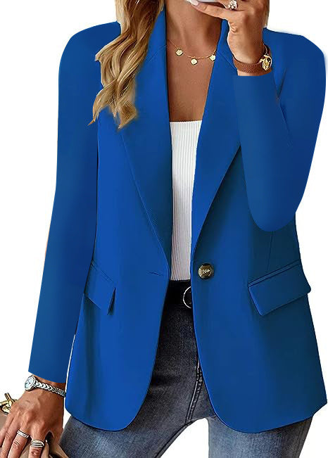 Women's Long-Sleeved Outwear Tops and Ins Lapel Button Jacket Fashion - Commuter Casual Suit Jacket For Ladies