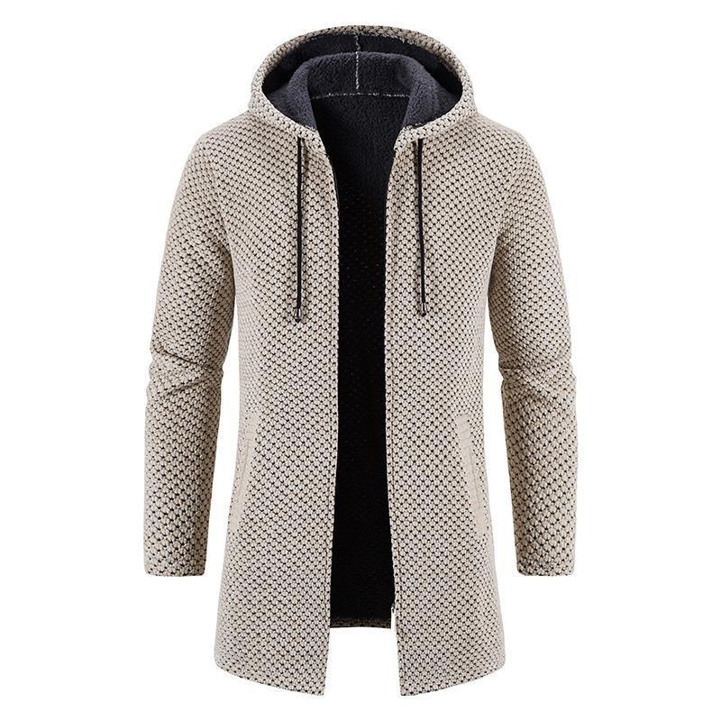 Men's Plush Thickened Medium Long Coat
