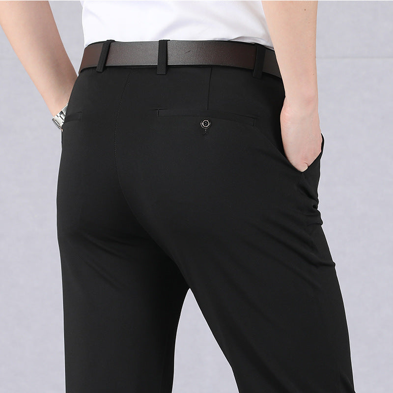 Men's High-Waist Casual Pants - Middle-Aged Stretch Trousers