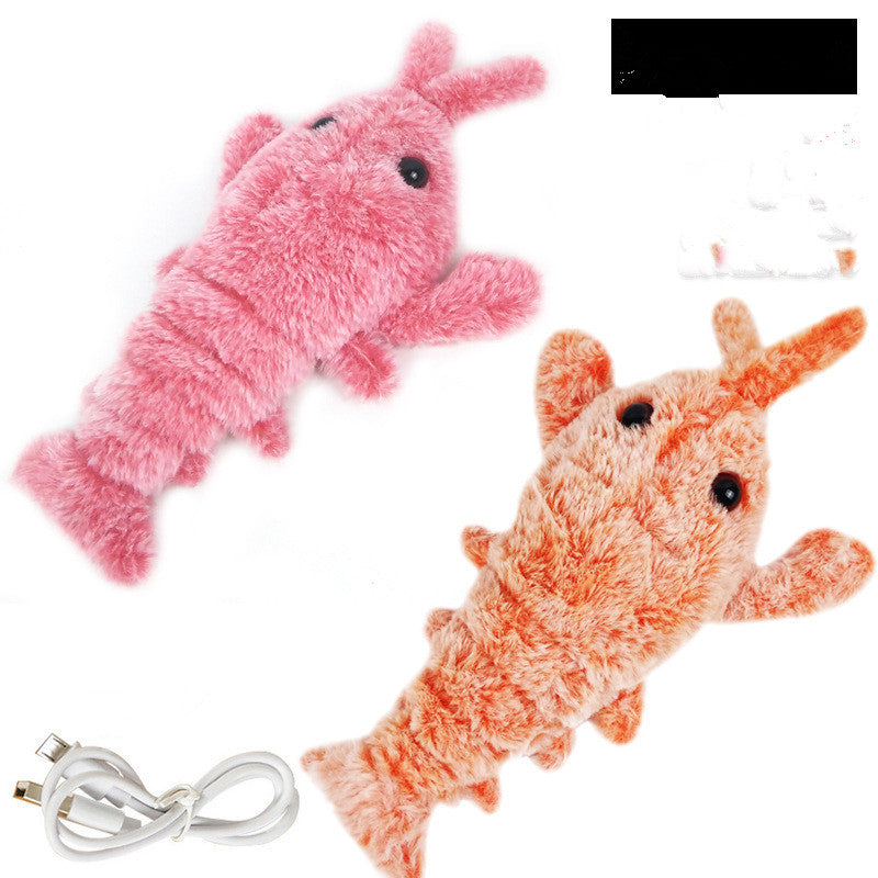 USB Charging Electric Jumping Shrimp Pet Toys - Simulation Lobster Funny Cat Plush