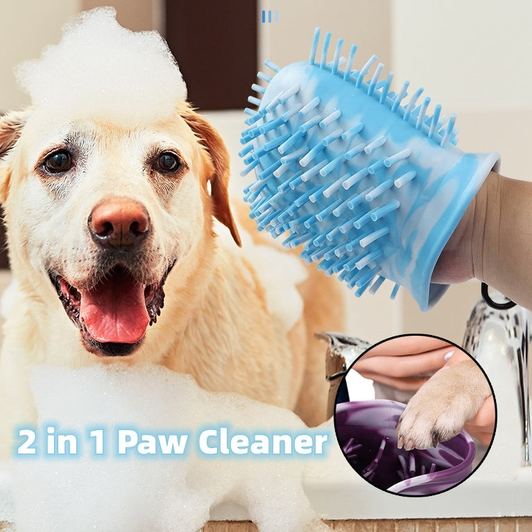 2 In 1 Dog Paw Cleaner Cup - For Soft Pet Foot Cleaning, Washer And Brushing