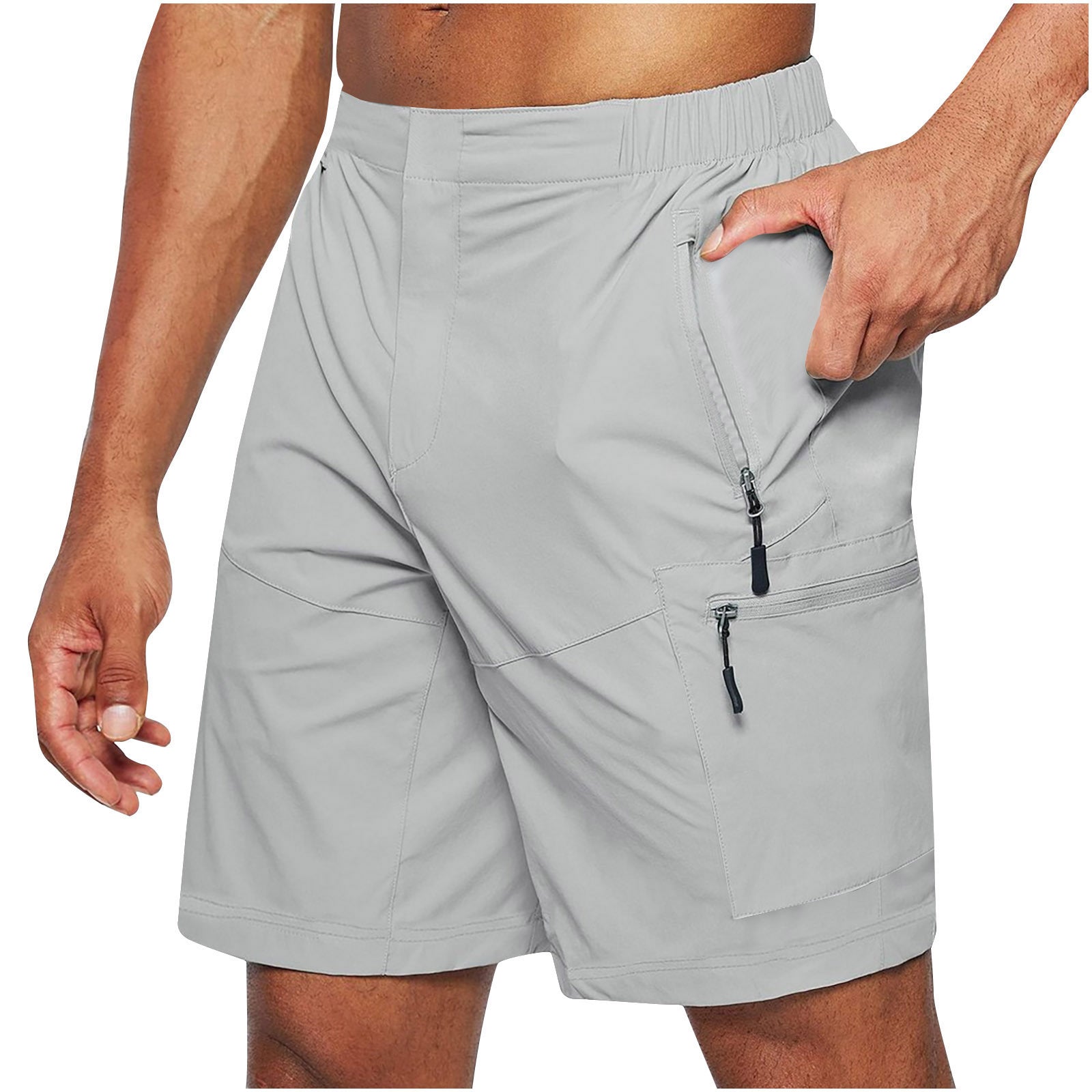 Men's Knee-Length Straight Pants With Elastic Waist - Strap Summer Casual Outdoor Shorts
