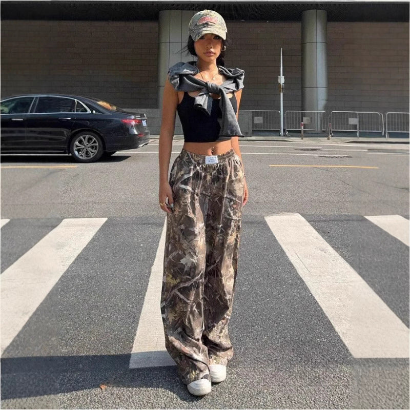 Slimming Casual Pants Hip Hop Retro Street Multi-Pocket Camouflage Cargo Pants - Hip-Hop Cargo Grunge Baggy Trousers For Women