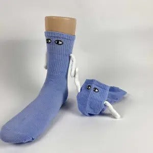 Mid-Tube Black And White Couple Matching Holding Socks