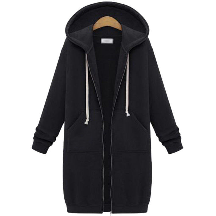 Women's Hooded Long Sleeve Sweater - Fleece Long Jacket