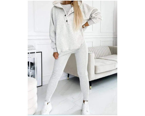 Women's Solid Colour Vest Hoodie And Pants Set