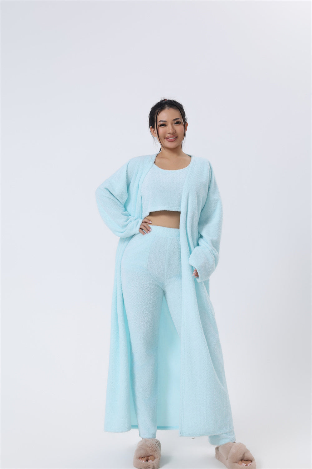 Women's Winter Dress - 3 Piece Cozy Pajama and Warm Lounge Set, Cute Matching Loungewear
