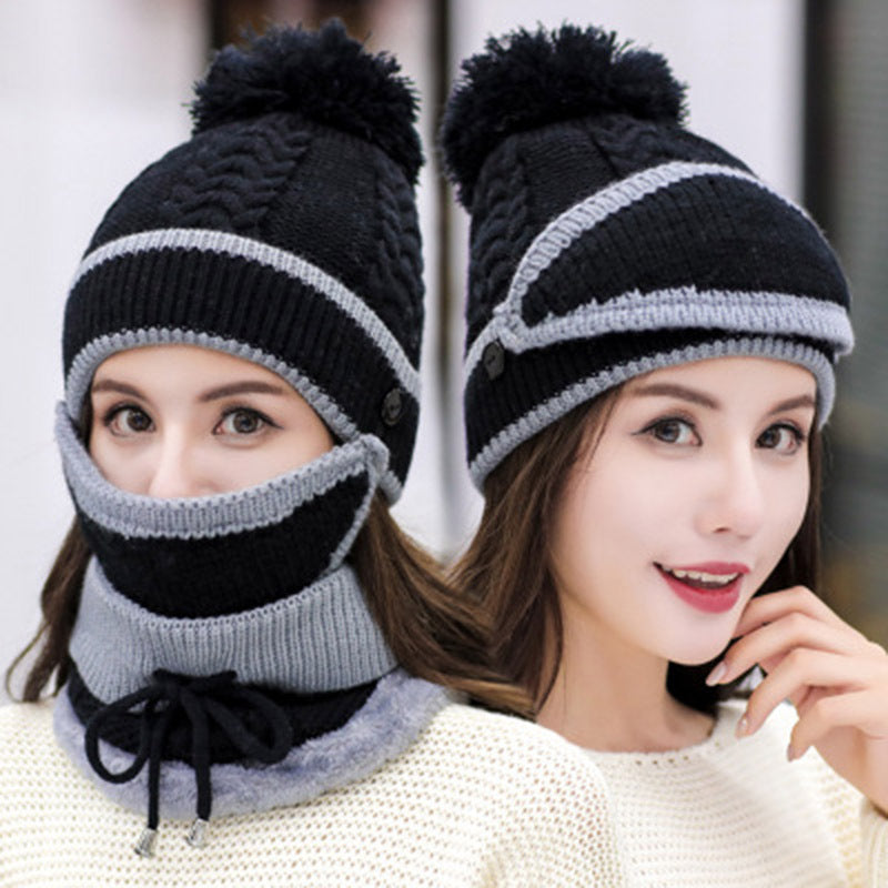 Women's Fleece Thickened Warm Cycling Ear Protection Wool Hat