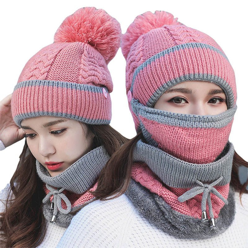 Women's Fleece Thickened Warm Cycling Ear Protection Wool Hat