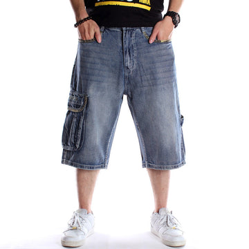 Multi-Pocket Hip-Hop Denim Shorts For Men