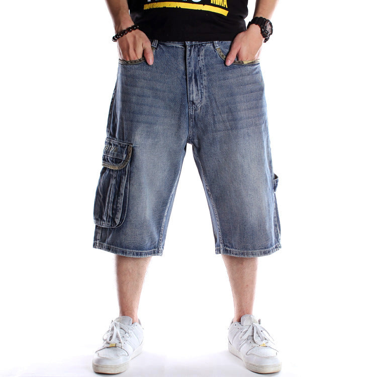 Multi-Pocket Hip-Hop Denim Shorts For Men