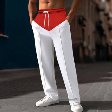 Men's Casual Loose Colour Matching Straight Sports Trousers