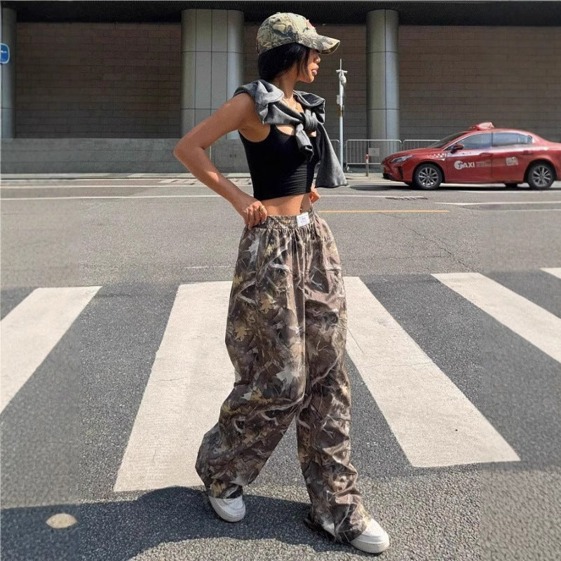 Slimming Casual Pants Hip Hop Retro Street Multi-Pocket Camouflage Cargo Pants - Hip-Hop Cargo Grunge Baggy Trousers For Women
