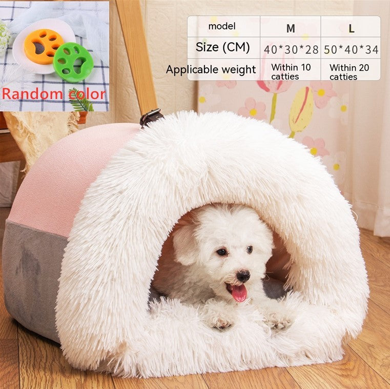 Splice Portable Pet Warm Nest For Autumn And Winter - Moisture-Proof Long Fur Cat And Dog Nest