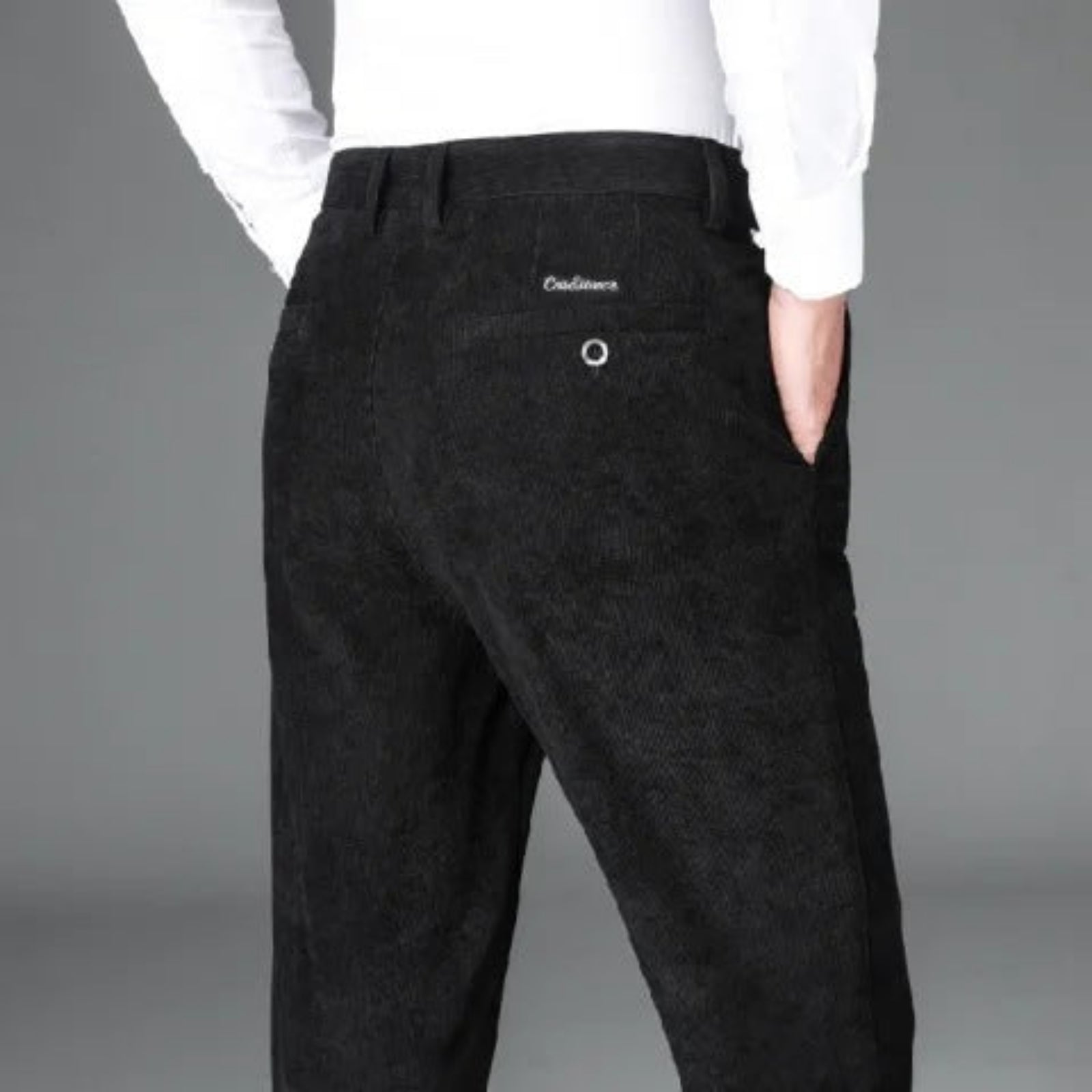 Men's Fleece-Lined Thick Corduroy Pants - Middle-Aged High Waist Warm Trousers