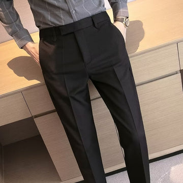 Men's Cropped And Casual Suit Straight Pants