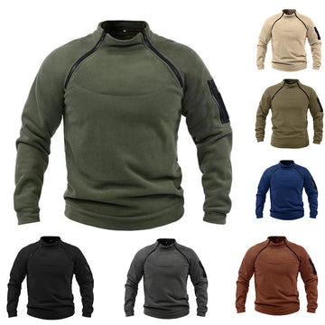 Men's Warm Stand Collar And Loose Solid Colour Sweater