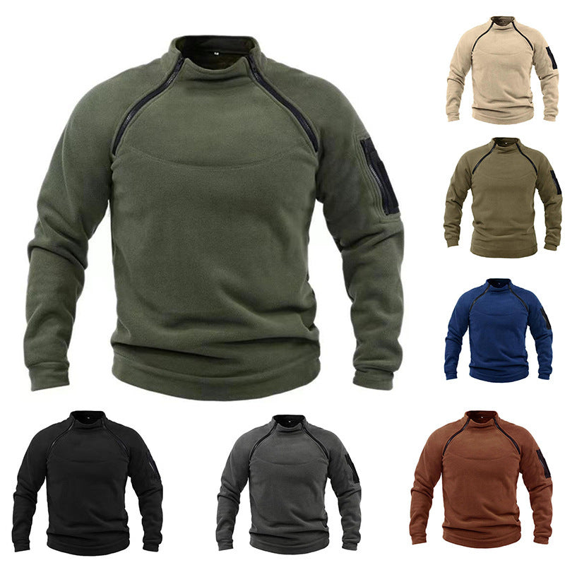 Men's Warm Stand Collar And Loose Solid Colour Sweater