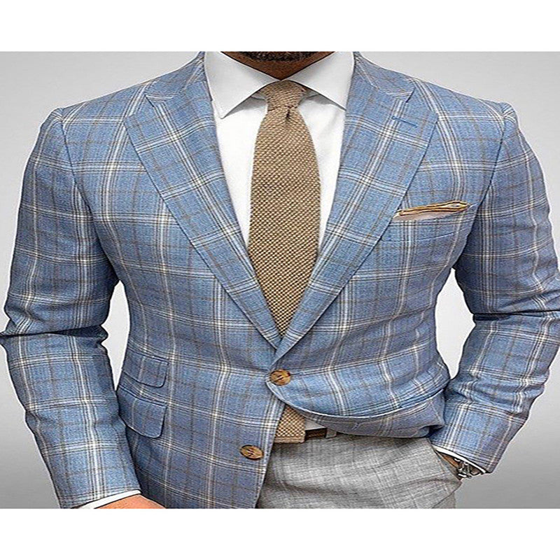 Men's Casual Slim Fit Suit Jacket - All-Season Single Row Top With Two Buckles