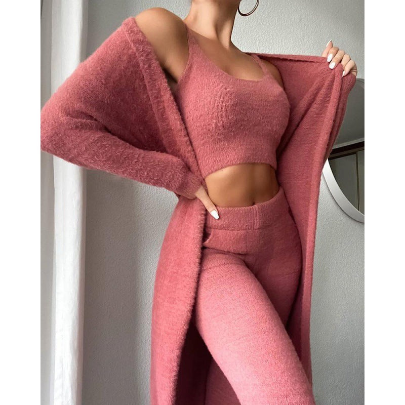 Women's Winter Dress - 3 Piece Cozy Pajama and Warm Lounge Set, Cute Matching Loungewear