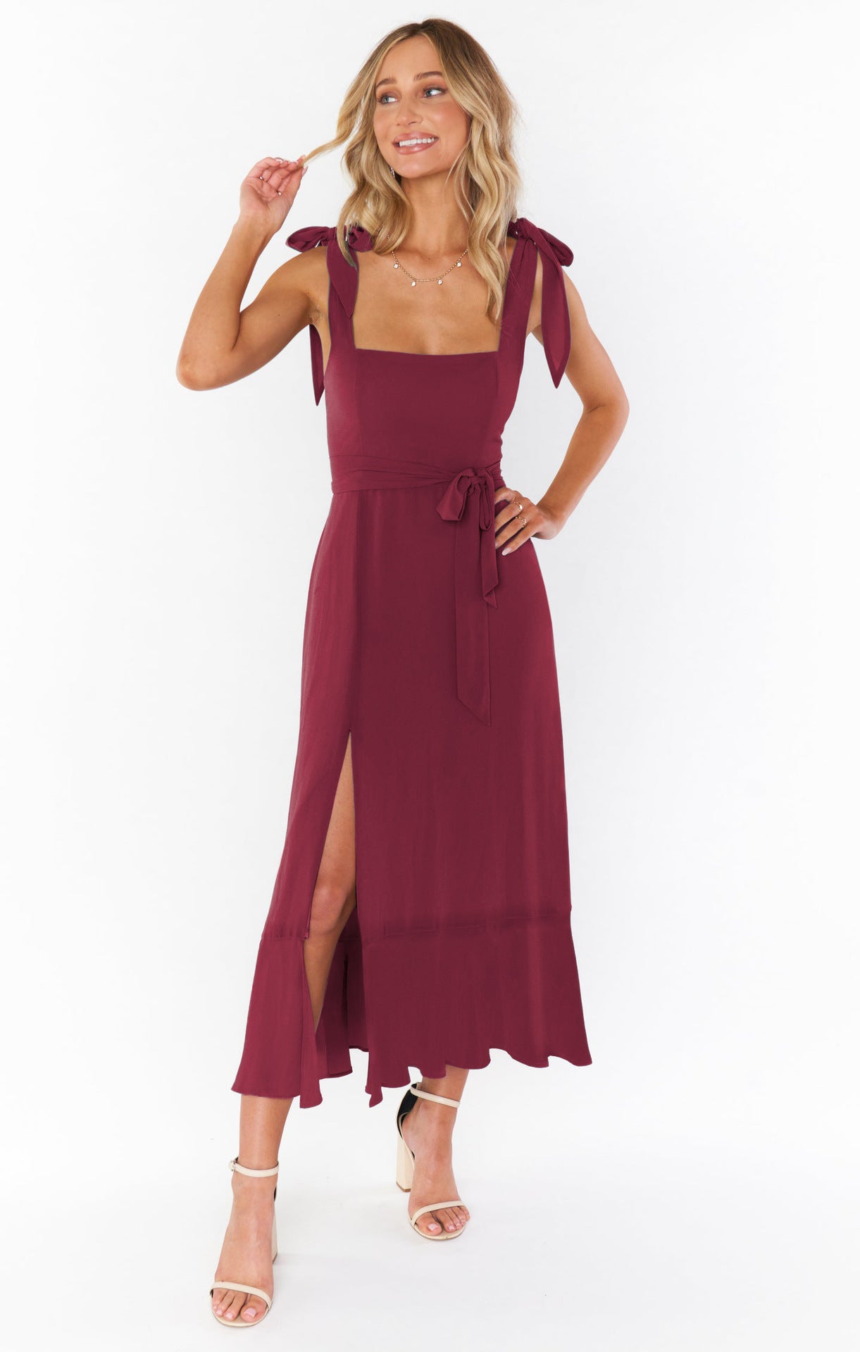Women's Temperament Suspender Split Dress With Lace-Up Design - Fashion Summer Ruffled Beach Dresses