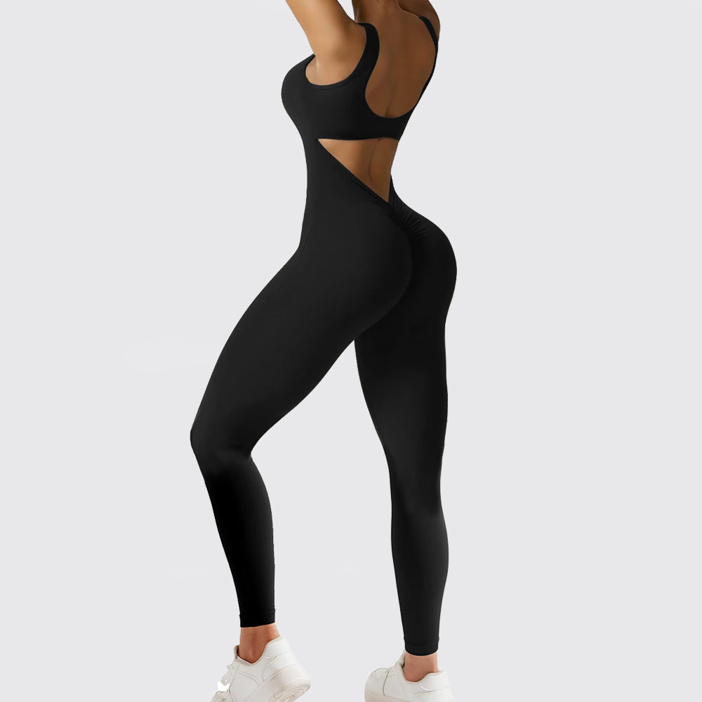 Women's Sleeveless Flare Jumpsuits Fitness Yoga Long Pants