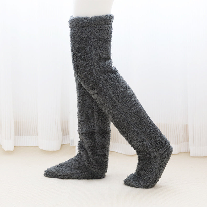 Winter Warm Over Knee High Fuzzy Long Socks - Cold-proof Stockings, Home Floor Sleeping Socks - Unisex