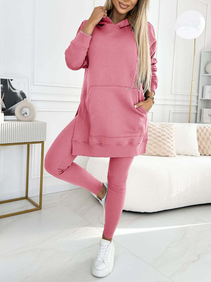 Women's Sports Casual Hooded Sweater - Thickened Underwear Leggings Two-piece Suit