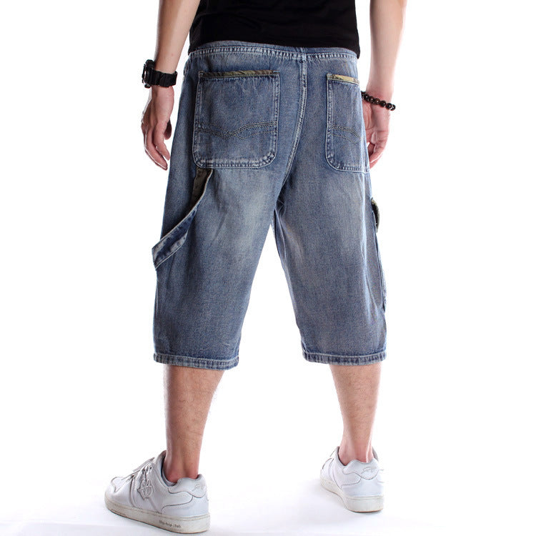 Multi-Pocket Hip-Hop Denim Shorts For Men