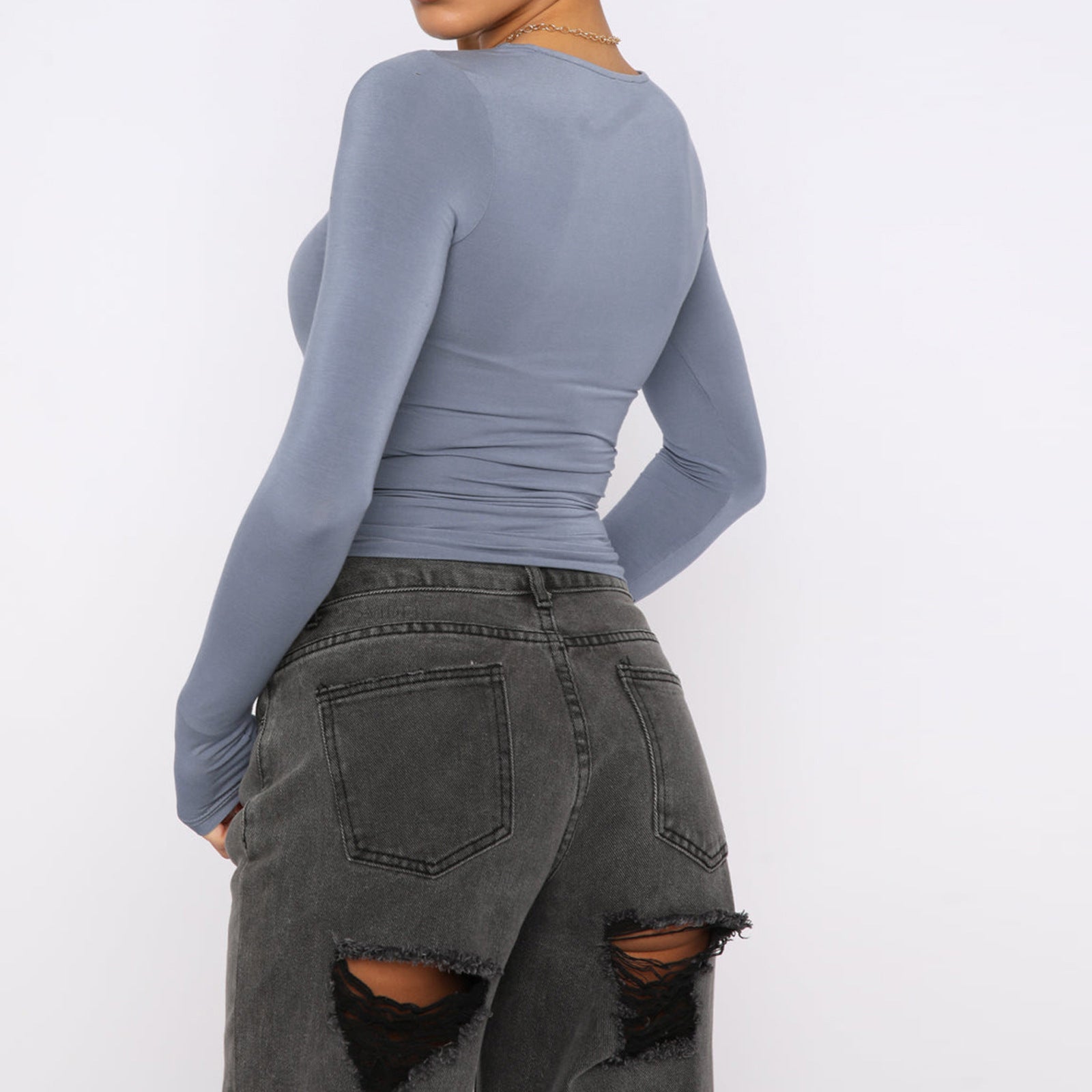 Women's Slim Long-Sleeved Pullovers Suitable As Tops & Solid Causal Fit Shirts