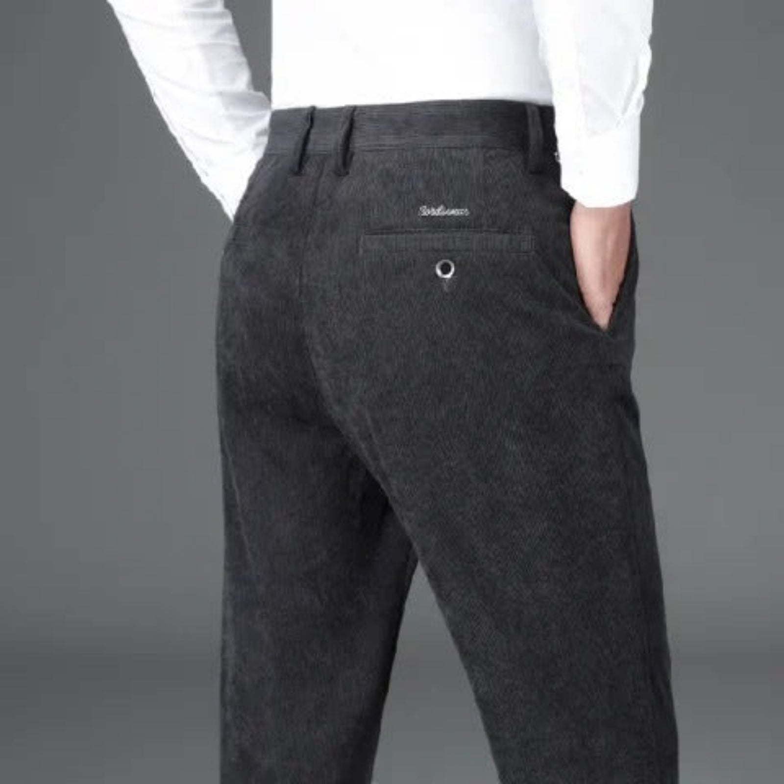 Men's Fleece-Lined Thick Corduroy Pants - Middle-Aged High Waist Warm Trousers