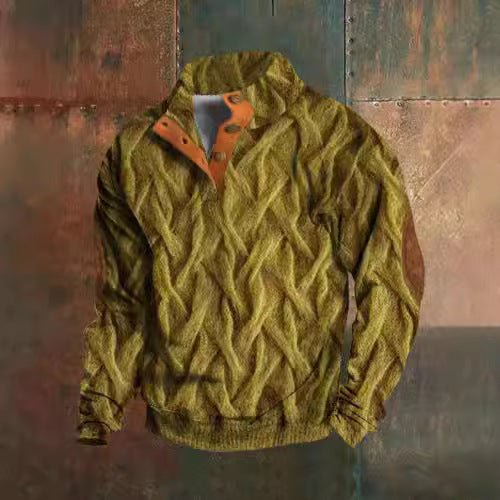 Men's 3D Sweater With Hot Digital Printing Stand Collar