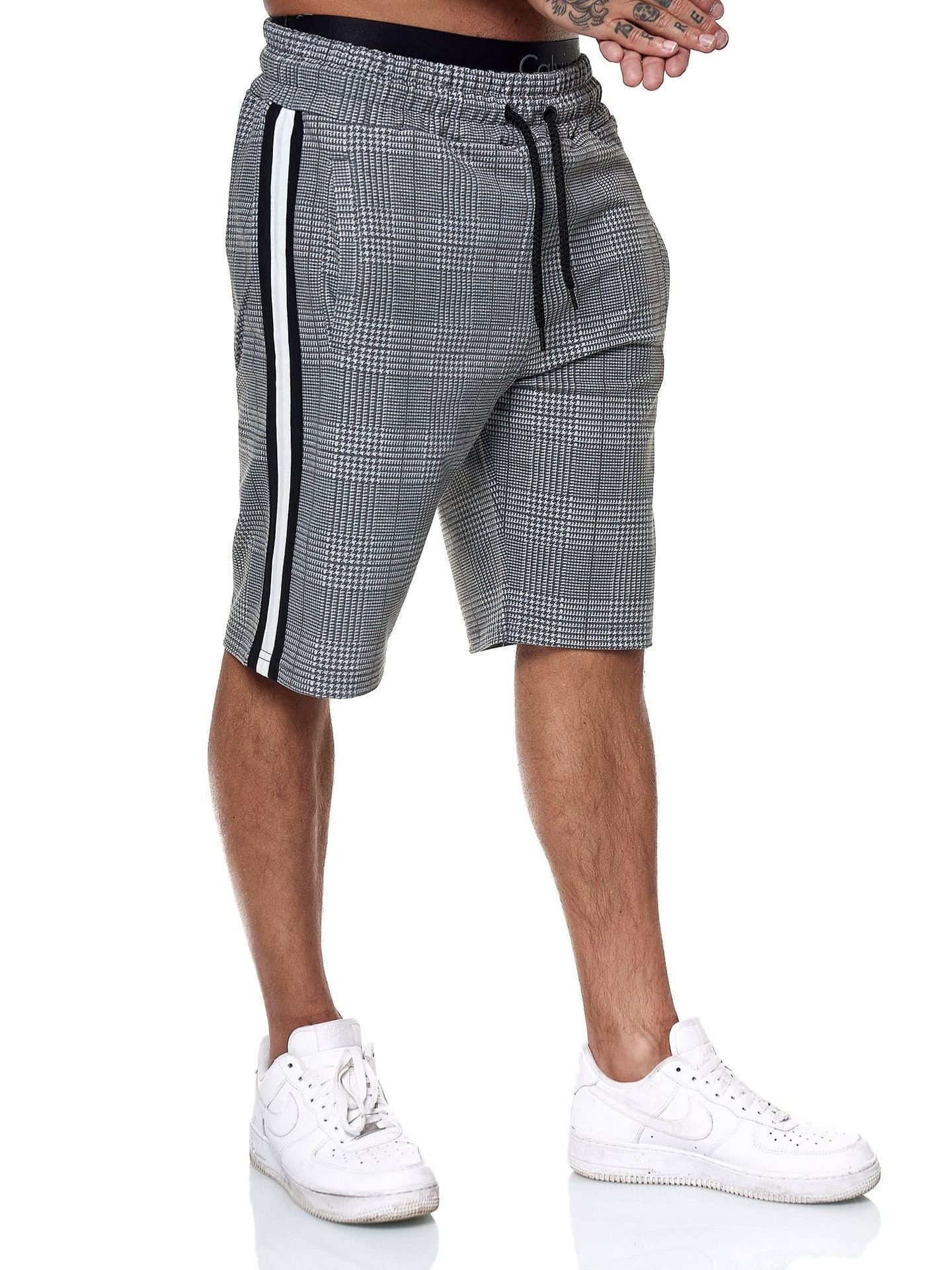 Check Striped Fashion Slim Shorts - Beach Pants For Men