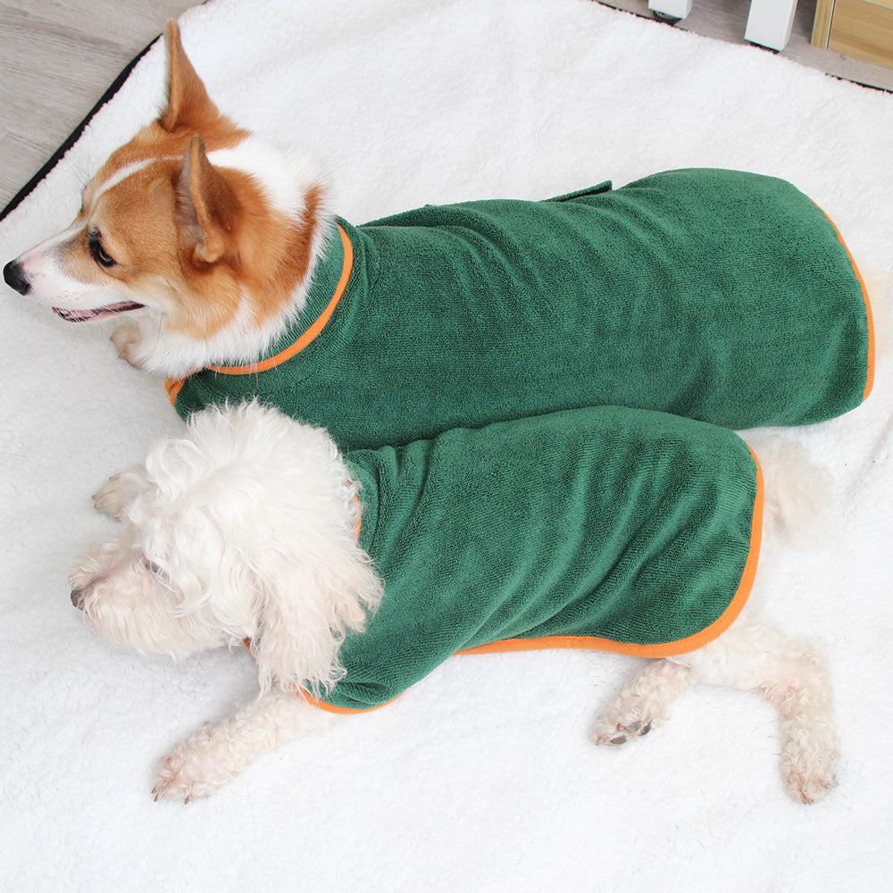Absorbent Pet Bathrobe With Waist-Wrapped Microfiber