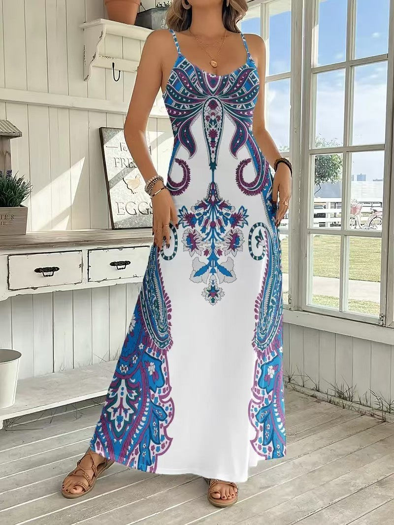 Print Dress V-Neck Sleeveless Jumpsuit