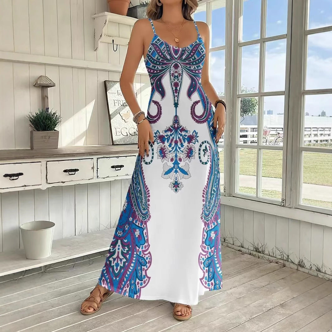 Print Dress V-Neck Sleeveless Jumpsuit