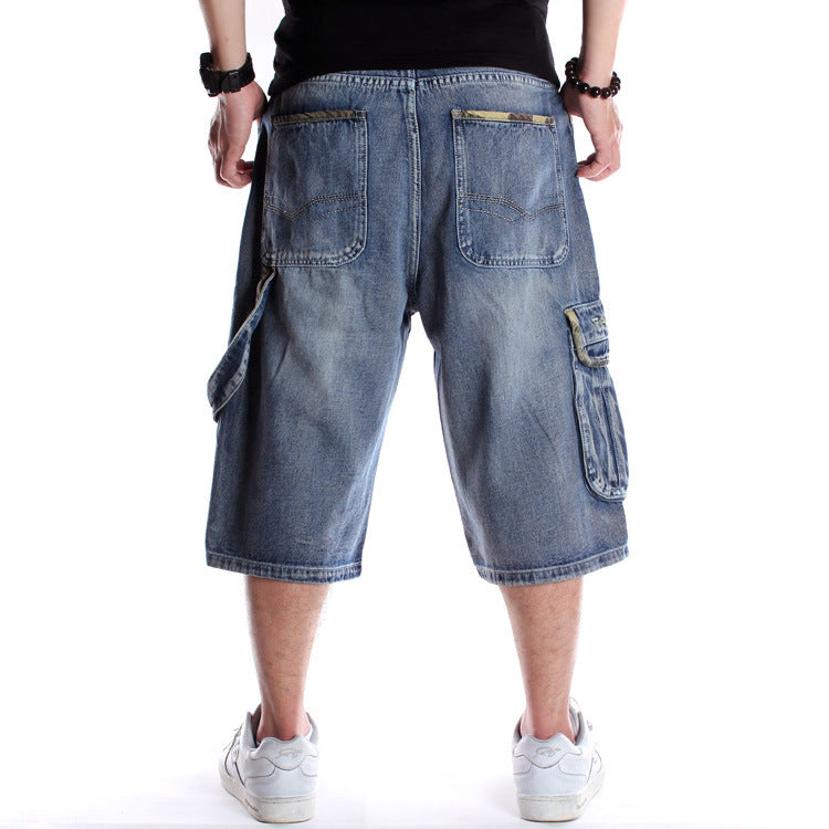 Multi-Pocket Hip-Hop Denim Shorts For Men