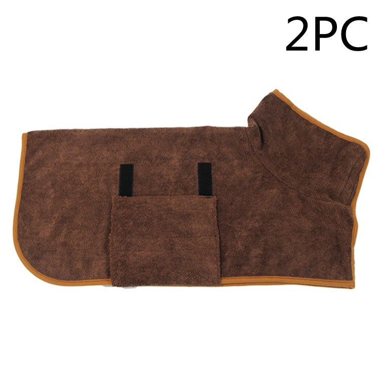 Absorbent Pet Bathrobe With Waist-Wrapped Microfiber