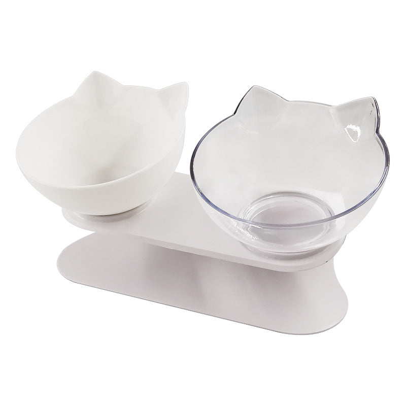 Inclined Transparent Single Pet Food Bowl For Cats - Ear Oblique Mouth