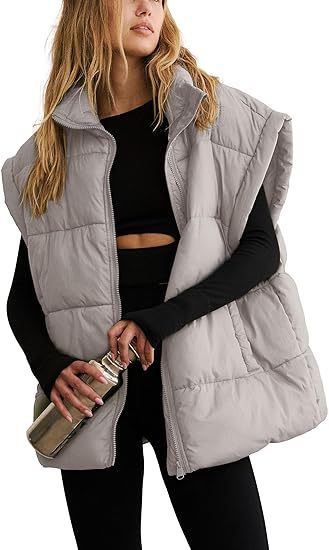 Women's Solid Colour Zipper Pocket Cotton-Padded Vest Coat - Stand Collar Temperament Commute Coat