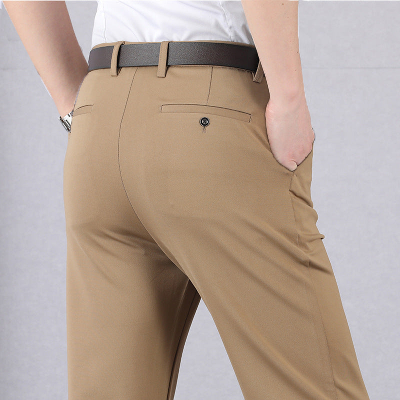 Men's High-Waist Casual Pants - Middle-Aged Stretch Trousers