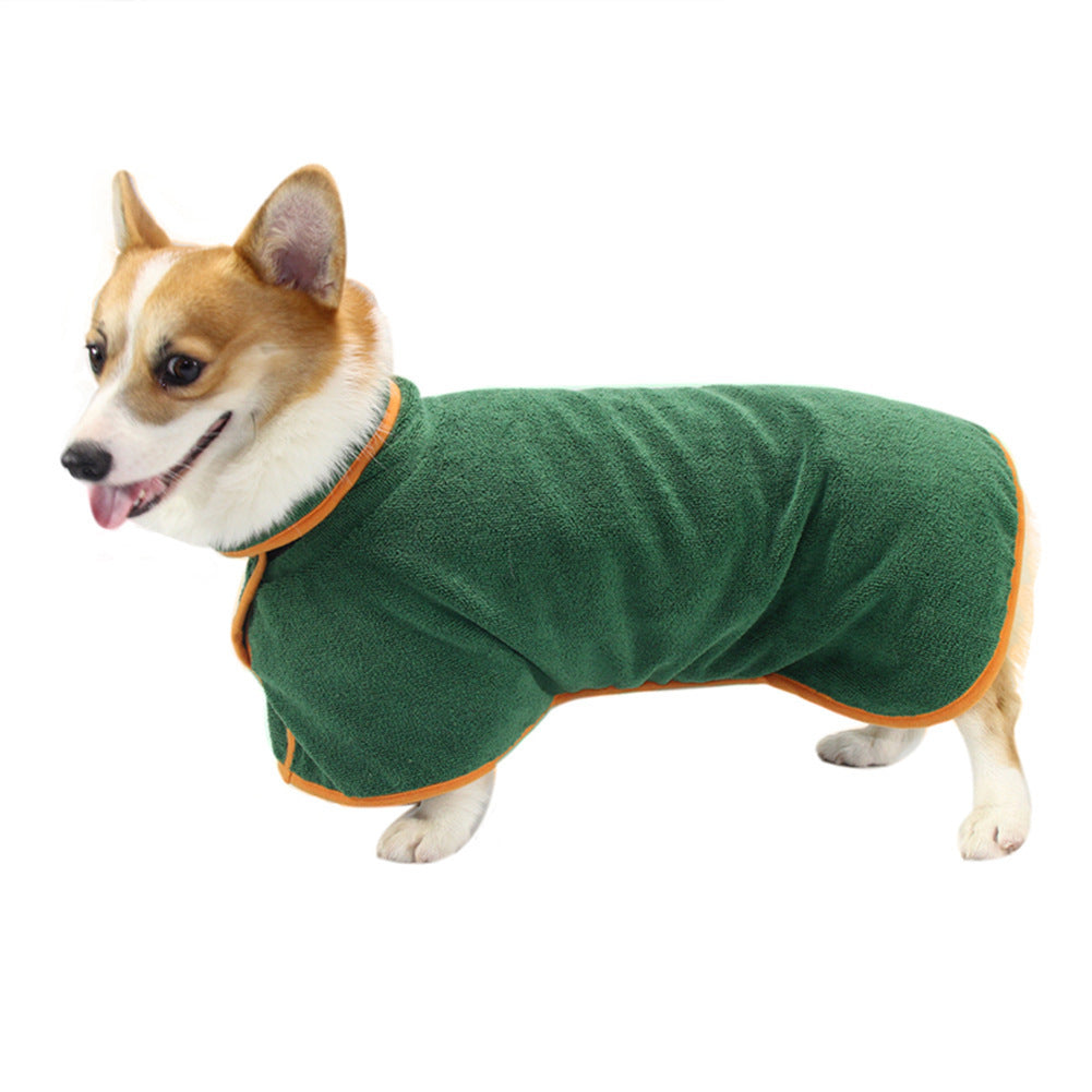 Absorbent Pet Bathrobe With Waist-Wrapped Microfiber